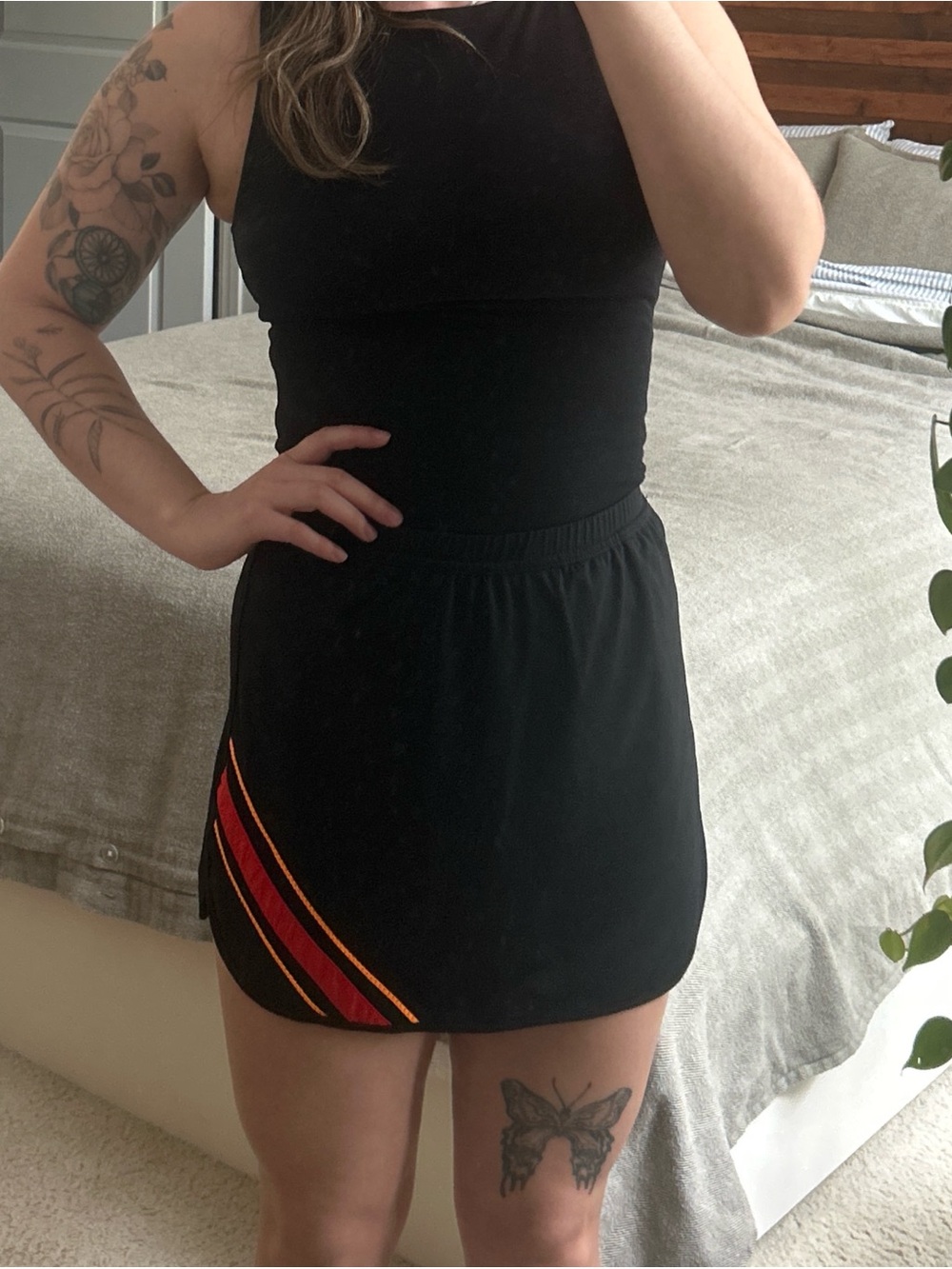Black Skort with Red & Orange Stripe